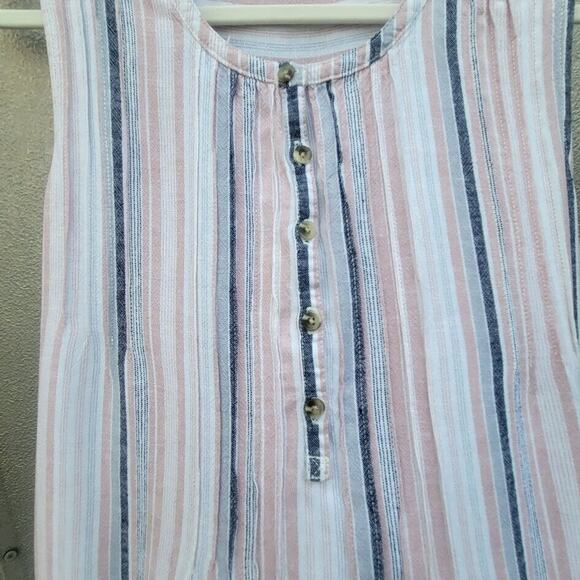 Briggs Multicolored Striped Linen Blend Tank Style Dress Size M/L - Picture 2 of 7